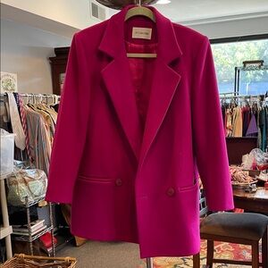 JH Collectibles Women’s Wool Coat Size Medium | Fuchsia Pink 1-Button Lined Mid